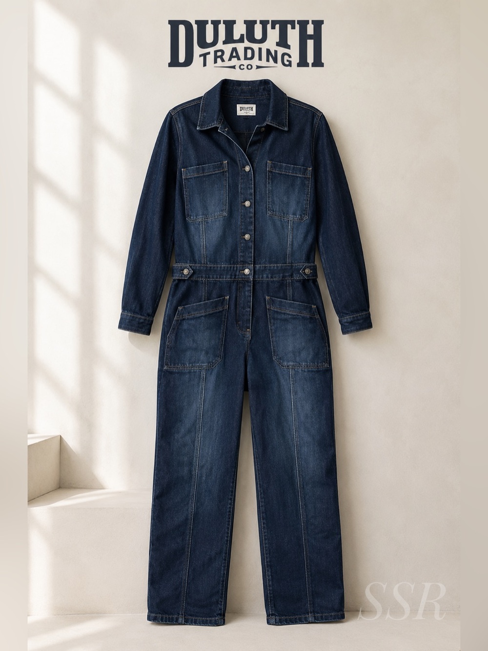 Duluth Trading DuluthFlex CoolMax Denim Coveralls Jumpsuit Womens Size 10 Blue U